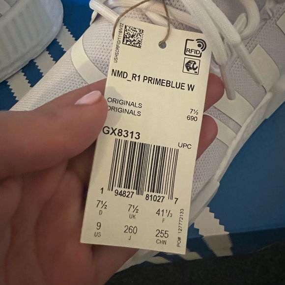 White Adidas Primeblue NMD Tennis Shoes - Picture 6 of 7